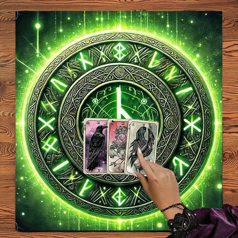 🃏 VIKAMA Mystic Rune Aura Tarot Tablecloth – Astrology-Themed Altar Cloth & Event Placemat for Tarot Readings and Desktop Decoration
