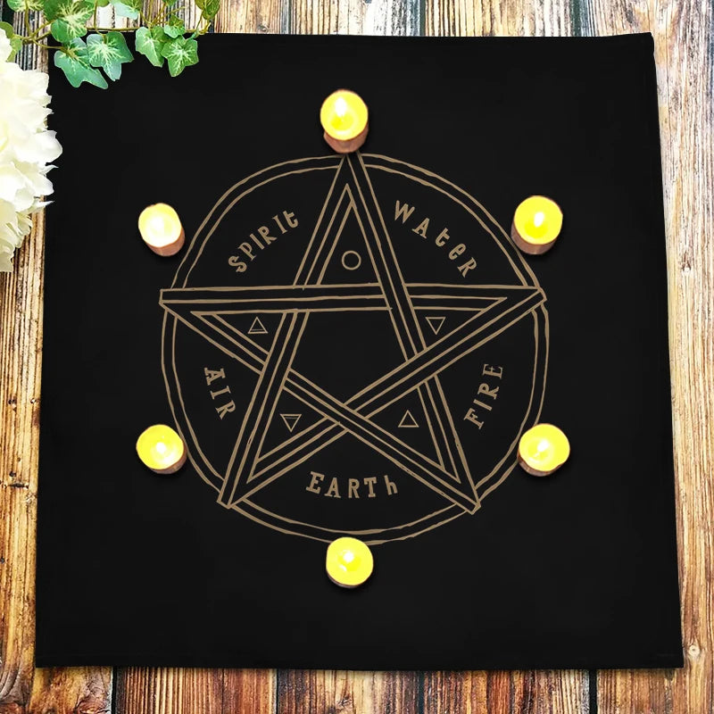 🔥Pentagram Tarot Tablecloth | Pagan Velvet Altar Cloth & Oracle Card Pad – Spiritual Crystal Pendulum, Witchcraft Divination & Astrology