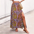 👗Bohemian Boho Retro Floral Print Skirts – Women’s Indie Folk Summer High Waist A-Line Pleated Long Skirts PH2401191-2