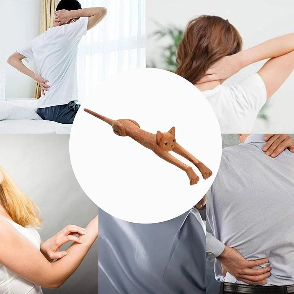 Cute Cat Shape Wooden Back Scratcher – Relaxing Claw Massage Tool for Itch Relief & Skin Protection﻿