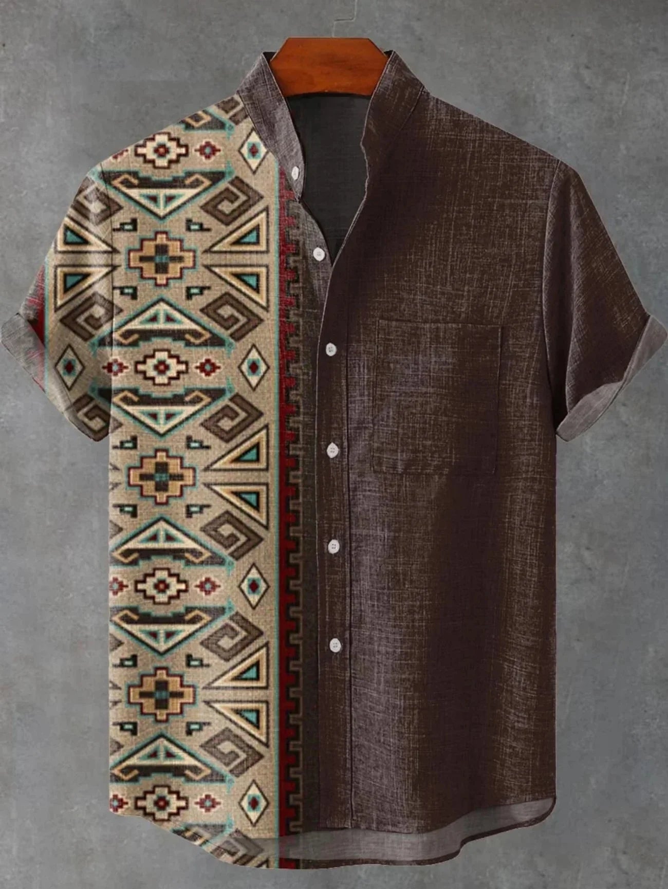 🌿 The Ethno-Luxe Heritage Linen Shirt: Premium Men's Casual Short-Sleeve Top – High-Definition Ethnic Artistic Print, Breathable Organic Cotton-Linen Fabric, and Sophisticated Button-Down Tailoring YHBKYF6