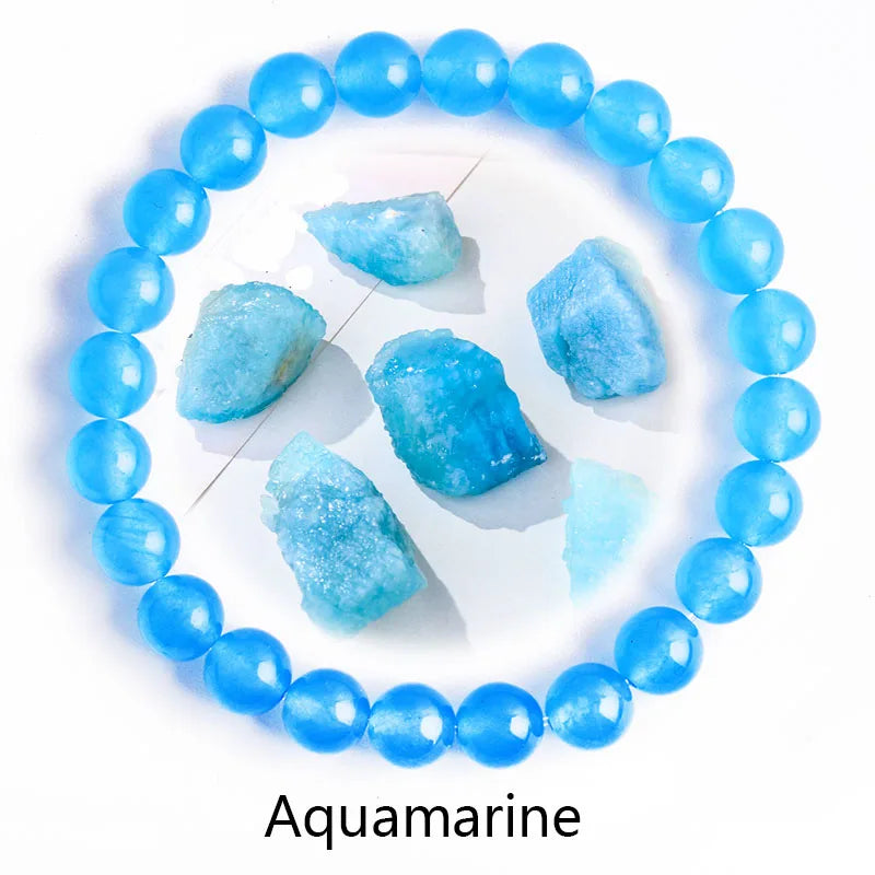 ✨ Natural Stone Protection Bracelet – Dragon Blood Beads, Quartz & Onyx Stretch Jewelry for Men & Women – Healing Reiki & Yoga Energy Bracelet 37 Aquamarine