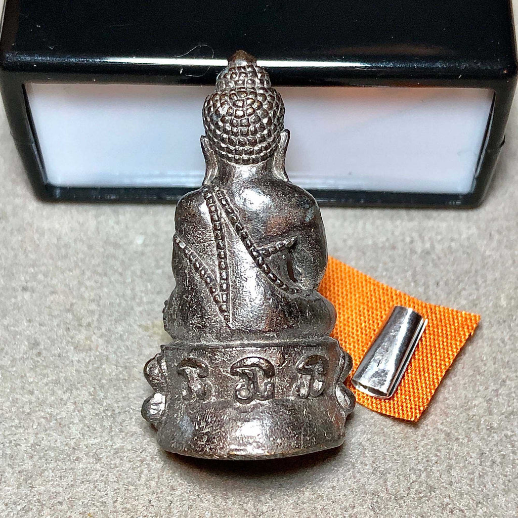 Victory Buddha Statue Nawa Metal with Takrud and Monk's Robe - Blessed Committee Edition at Wat Bowonniwet Vihara
