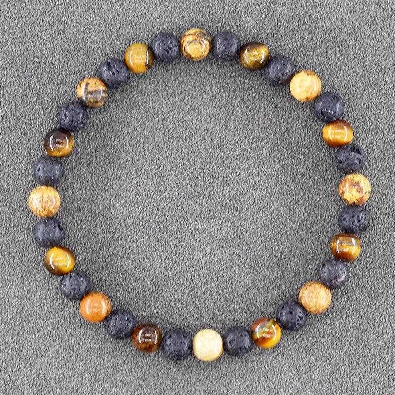 ✨ Natural African Pine Stone Beaded Bracelet – Authentic Picture Stone Bohemian Bangle for Men & Women – Volcanic Elastic Jewelry, Perfect Friendship Gift 21