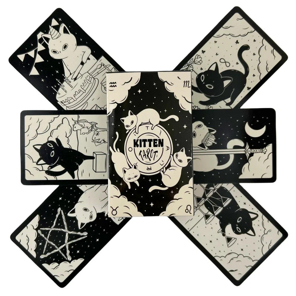 Cat Kitten Tarot Cards – 78-Card English Oracle Deck for Divination, Spiritual Insight & Family Board Games