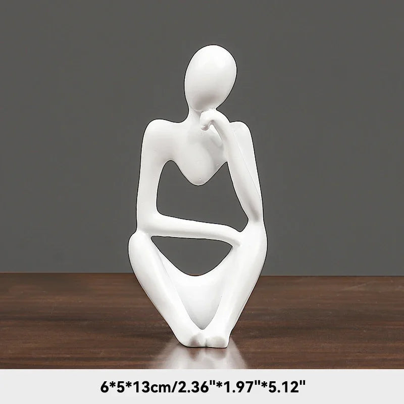 🧘‍♂️ Sand Color The Thinker Abstract Statue – Nordic Style Yoga Figurine for Living Room & Desk Decoration | Maison Home Décor | Free Shipping White 2