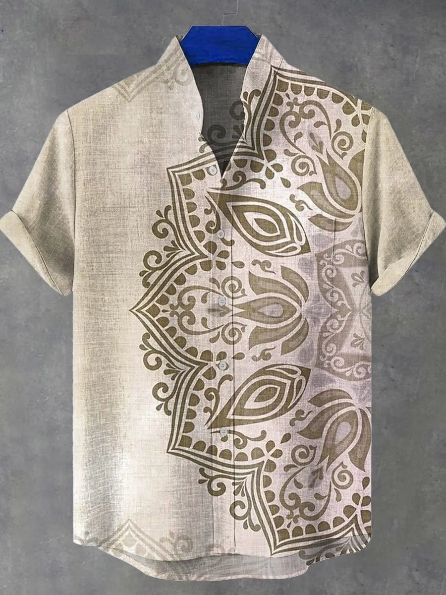 🌍 The Ancestral Totem Heritage Edition: Premium Men’s Retro African Tribal Shirt – High-Definition Digital Print, Breathable Organic Cotton-Linen Blend, and Sophisticated Street-Trend Button-Down SFQQQD1129