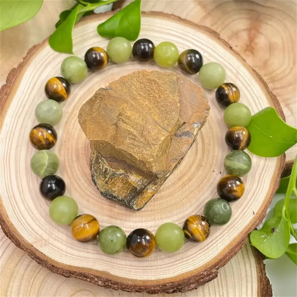 💰 The "Legacy of Wealth" Feng Shui Bracelet: Vintage Tiger Eye & Green Jade Money Magnet