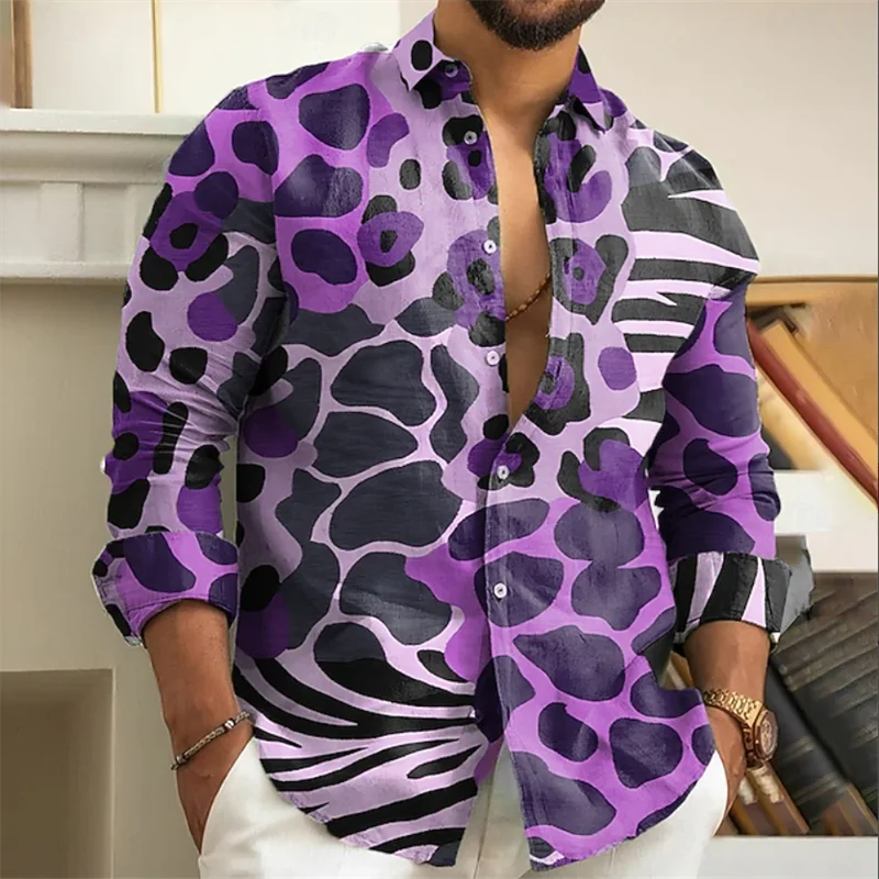 🐆 The Apex Predator Edition: Premium Men’s 3D Leopard Print Vintage Shirt – High-Definition Animal Graphic, Electric Blue, Royal Purple & Deep Bronze Colorways, Breathable Outdoor Performance Fabric, and Sophisticated Holiday Button-Down GR893
