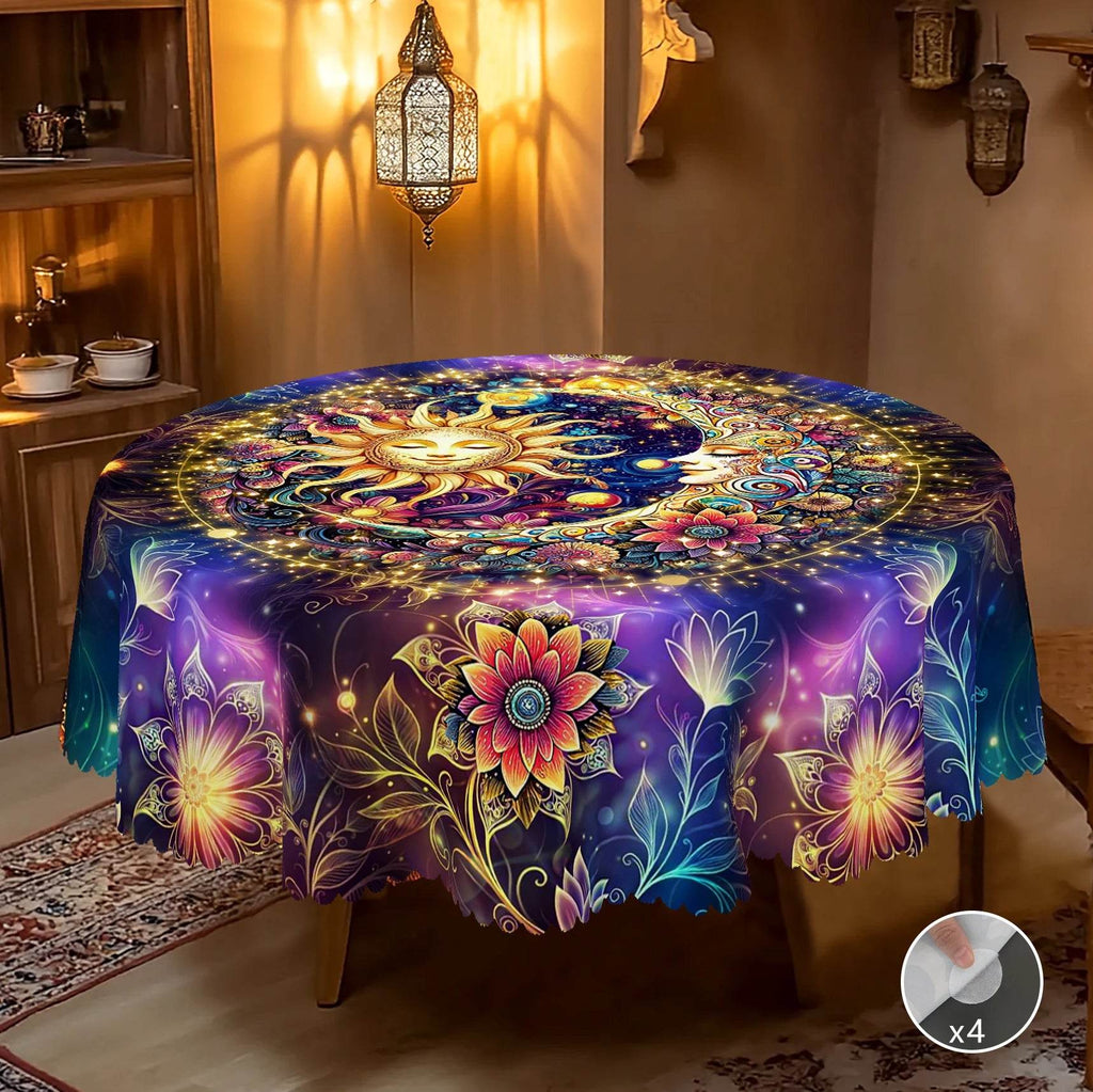 Mystic Tarot Tablecloth - Floral Energy Design with Embossed Edge for Divination and Home Decor