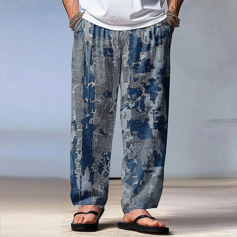 🎨 The Abstract Visionary: Premium Men’s Fall 2025 Wide-Leg Trousers – High-Definition Retro Abstract Graphic Print, Mid-Waist Elastic Drawstring Fit, and Sophisticated Urban-Relaxed Outdoor Lounge Pants