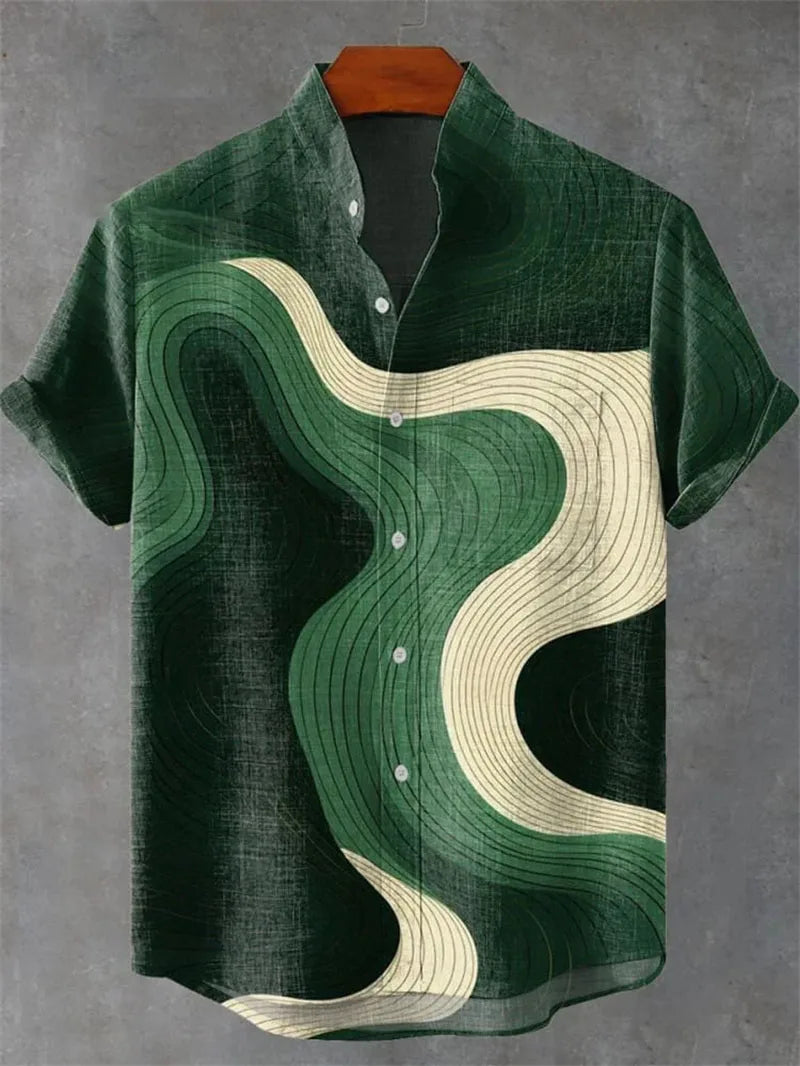 🏝️ The Tropical 3D Masterpiece: Men’s Premium Hawaiian Linen Shirt – High-Definition 3D Artistic Print, Short-Sleeve Casual Button-Down with Classic Lapel, and Ultra-Breathable Summer Fabric SFQQQD059