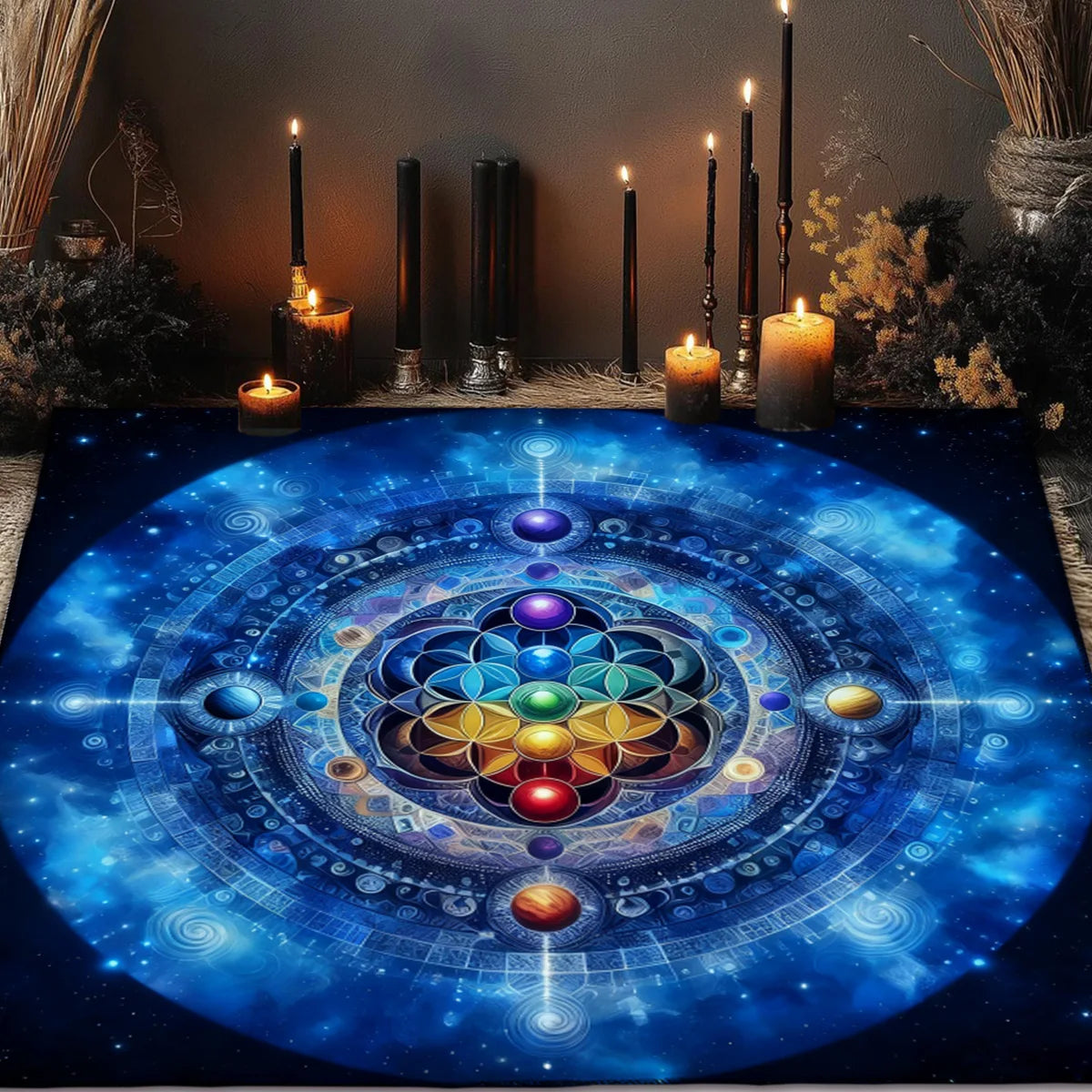 1pcs Elemental Chakra Decorated Tarot Tablecloth Altar Ritual Cloth A Gift For Tarot Enthusiasts Astrological Decoration
