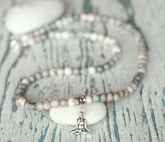 ✨ Turquoise & Onyx Mala Yoga Wrap Bracelet – 108 Prayer Beads Meditation Necklace for Spiritual Focus and Calm A23