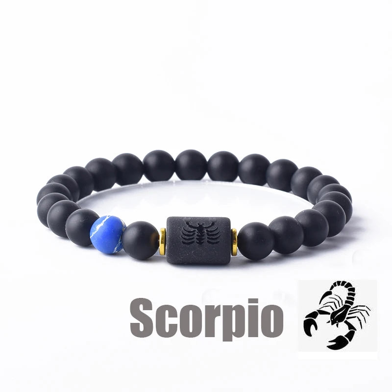 ✨ Zodiac Sign Bracelet Homme 12 Constellation Bangles – Adjustable Unisex Astrology Jewelry | Gemini, Virgo, Leo, Libra & More | Perfect Friendship Gift 27 8mm Beads