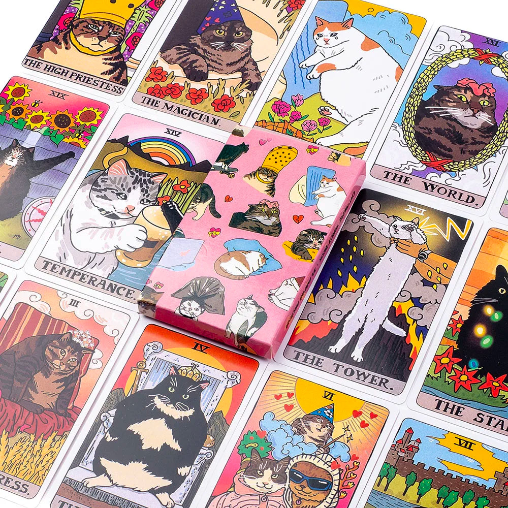 Cat Meme Tarot Deck – 22 Major Arcana Funny Witchy Cat Cards for Divination & Family Fun