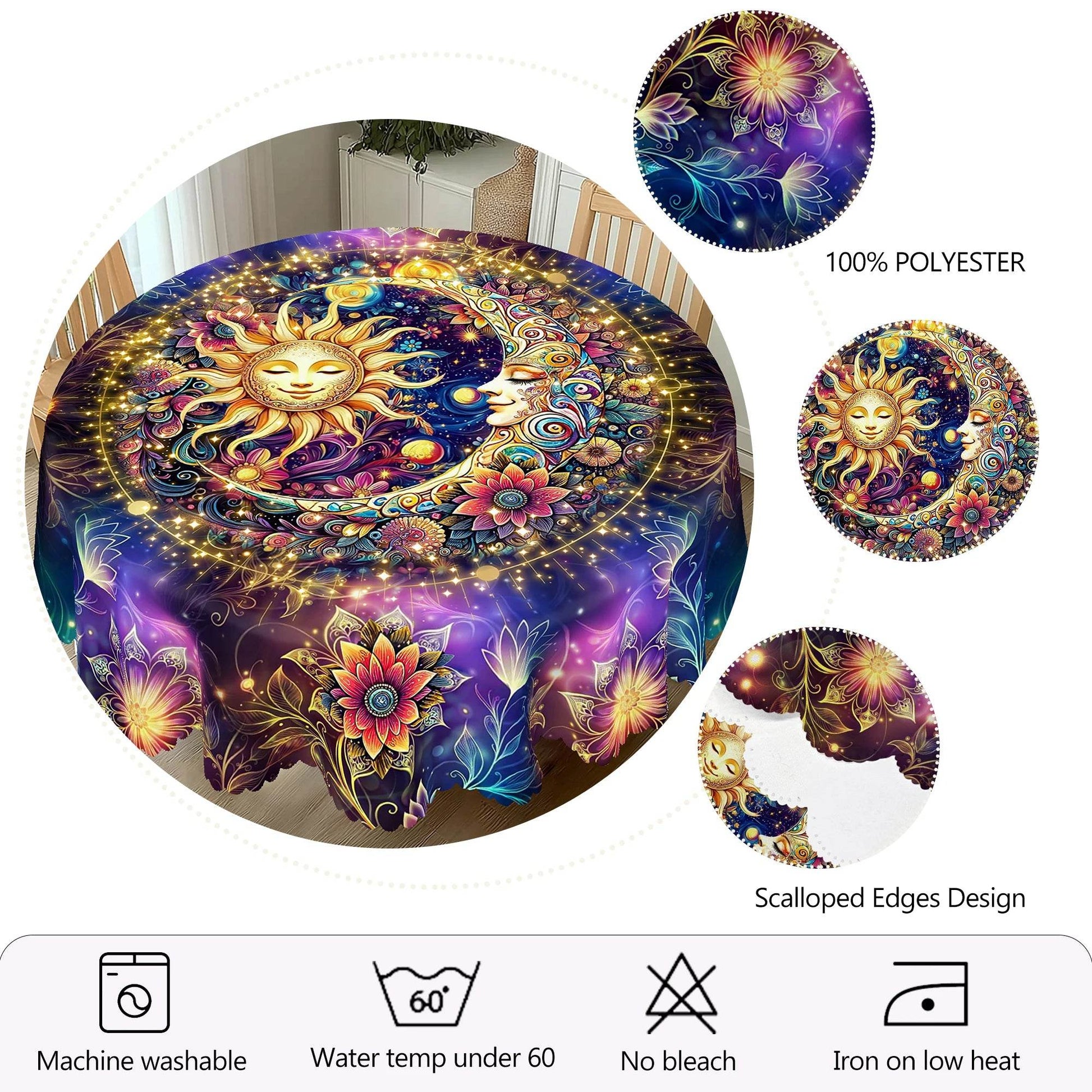 Mystic Tarot Tablecloth - Floral Energy Design with Embossed Edge for Divination and Home Decor