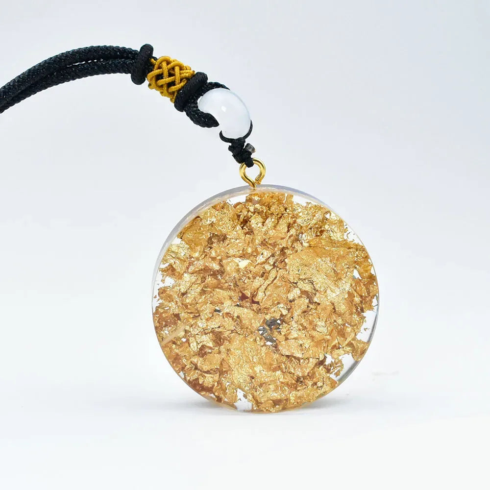 ⚛️ 7 Chakra Orgone Pendant: Metatron's Cube Sacred Geometry Necklace – EMF Protection & Reiki Healing Crystals with Gold Foil