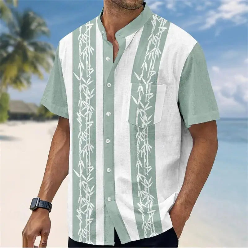 🌍 The Ethno-Block 3D Masterpiece: Premium Men’s Ethnic Color-Block Shirt – High-Definition Digital Print, Breathable Short-Sleeve Button-Down (Hemd Herren), and Sophisticated Resort Silhouette SFQQQD341