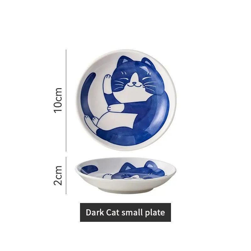 🍥 Japanese Style Ceramic Dessert Sauce Dish – Creative Cute Cartoon Lucky Cat Pattern | Water Drop Shape Fruit &amp; Sushi Plates | Free Shipping 2x10cm C