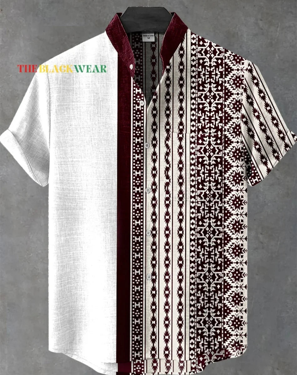 🌅 The Harajuku Sunset Heritage: Premium Unisex Ethnic Linen Shirt – High-Definition Sunset Graphic Print, Breathable Organic Cotton-Linen Blend, and Sophisticated Harajuku-Inspired Streetwear Button-Down SFQQQD1105