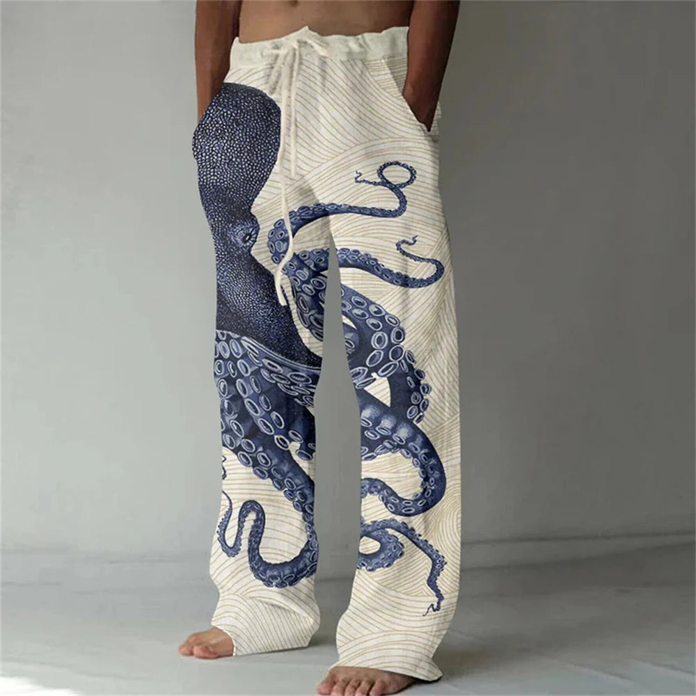 ✨ The Zen Master 3D Bamboo-Infused Linen-Blend Trousers: Premium Men's Casual Loose-Fit Joggers with Hyper-Realistic Nature Prints, Adjustable Drawstring, and Multi-Functional Utility Pockets