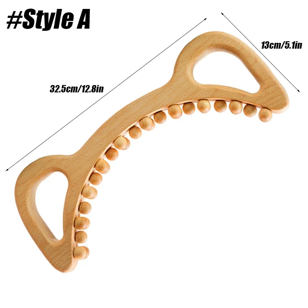 Wooden Trigger Point Massage Brush – Wood Therapy Tool for Cellulite Reduction, Lymphatic Drainage & Body Sculpting﻿ Style A