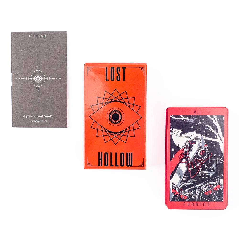 🃏 Lost Hollow Tarot – 80-Card Deck with Guidebook, Red Gilded Edges for Fate Divination, Fortune-Telling & Board Games