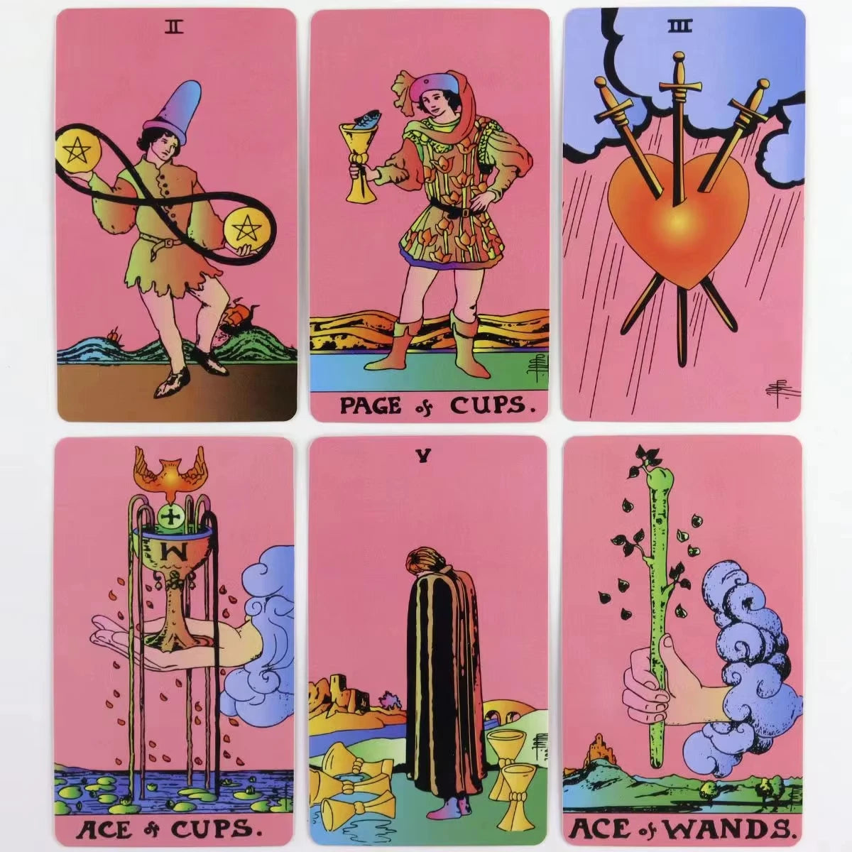 Pink A.E Classic Tarot Deck – 78 Cards English Edition for Beginners & Personal Use with Vibrant Design