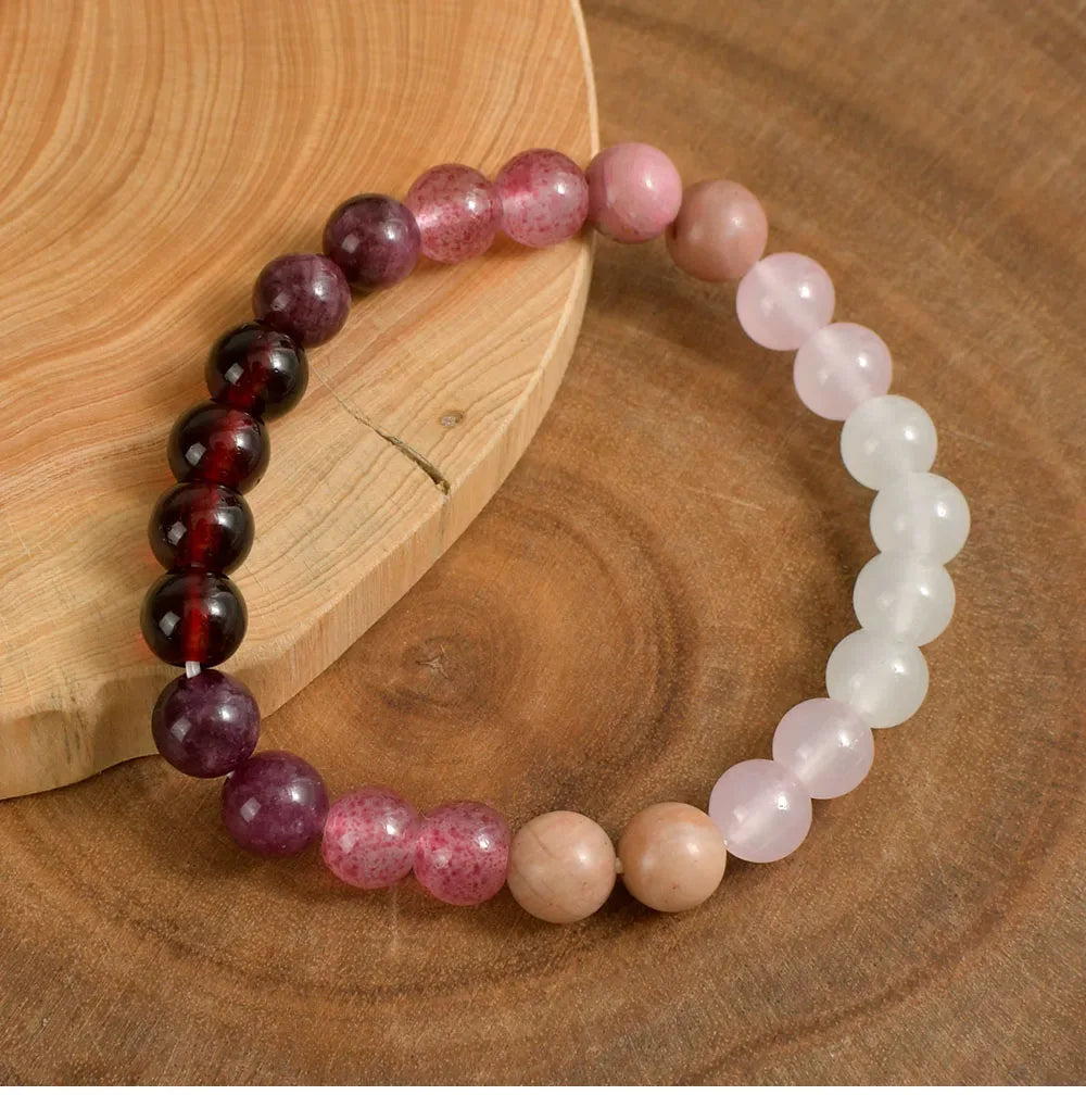 ✨ Pink Amethyst Cubic Self-Love Bracelet – Beautiful Handmade Natural Stone Beaded Bangles – Perfect Couple Love Gifts