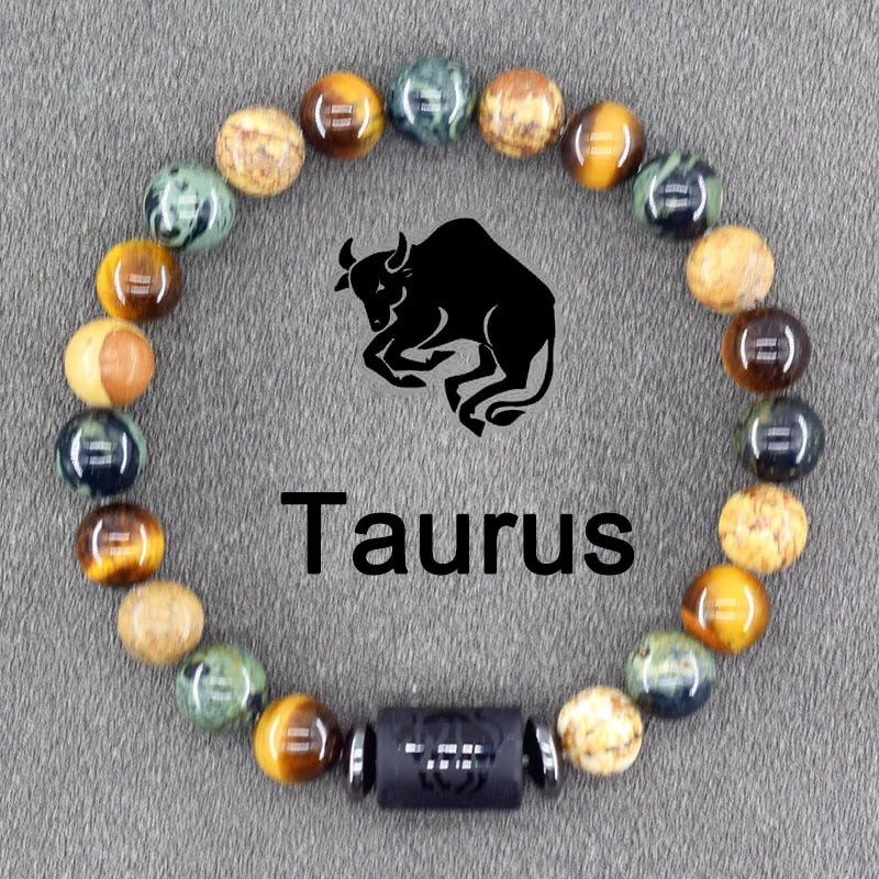 ✨ Zodiac Sign Bracelet Homme 12 Constellation Bangles – Adjustable Unisex Astrology Jewelry | Gemini, Virgo, Leo, Libra & More | Perfect Friendship Gift 11 8mm Beads