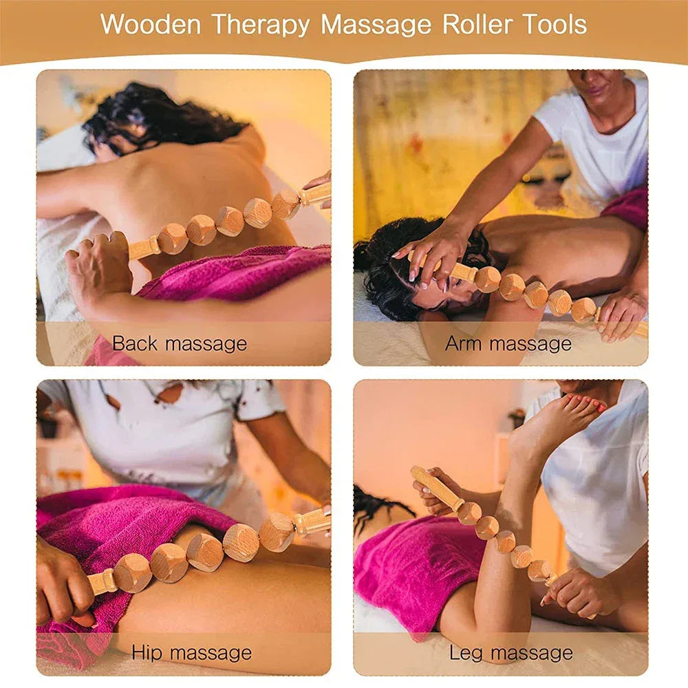 Wood Therapy Fascia Release Massage Tools – Wooden Massage Brush & Gua Sha Body Sculpting Tool for Smooth Meridians and Deep Tissue Relief﻿