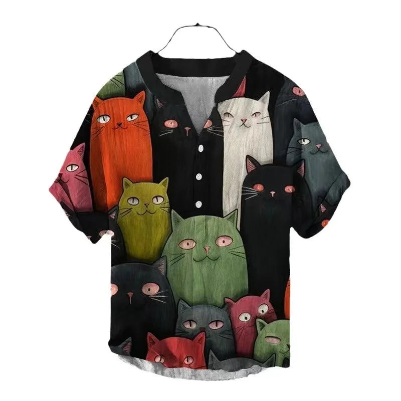 ⛩️ The Zen Crane Heritage: Premium Men’s 100% Pure Organic Linen Shirt – High-Definition Oriental Landscape Art Print, Sophisticated V-Neck Cut, and Plus Size (Up to 6XL) Luxury Casual Button-Down