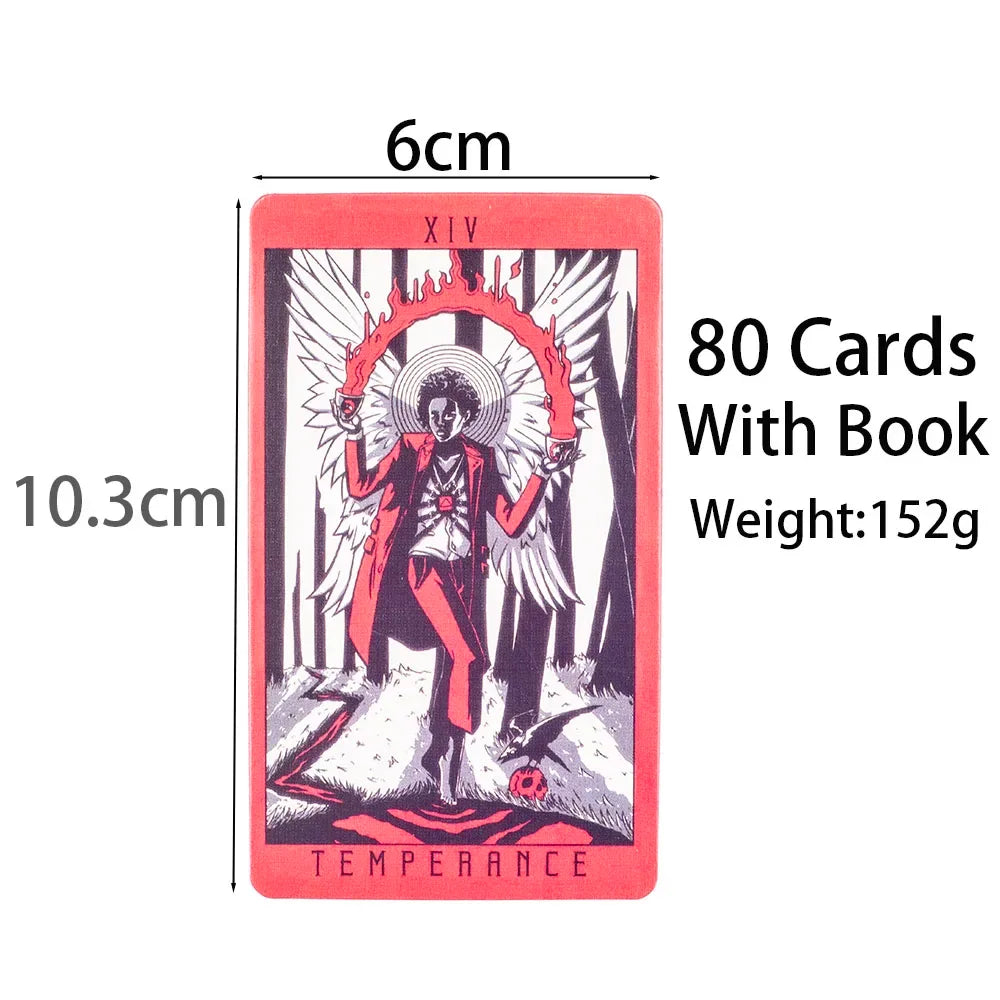 Lost Hollow Tarot Deck - 80-Card Divination Set with Red Gilded Edges & Guidebook