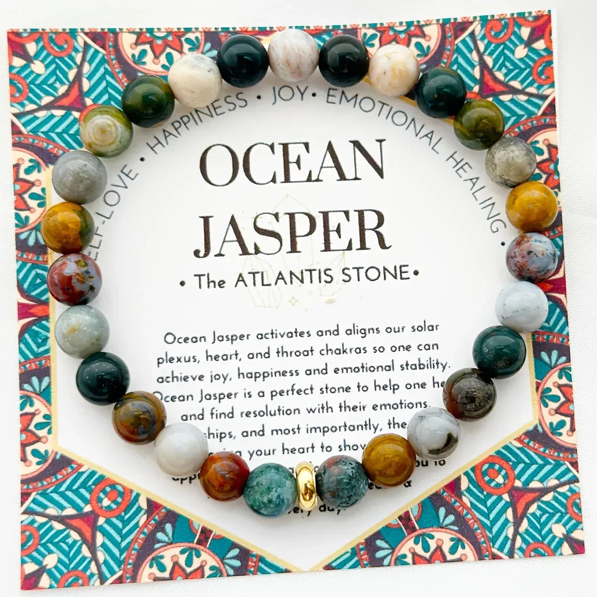🌊 The "Happy Life" Bracelet: Handmade Ocean Jasper for Emotional Stability & Joy