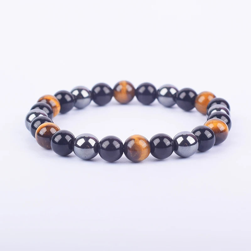 ✨ Magnetic Hematite, Tiger Eye & Obsidian Bracelet – Triple Protection Health Care Stainless Steel Bangle – Perfect Weight Loss Gift for Men & Women 1yellow tiger eye
