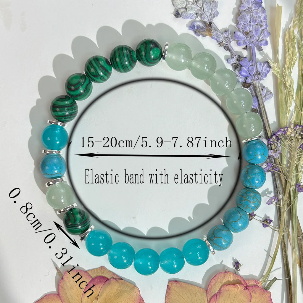 ✨ 8mm Malachite & Turquoise Vitality Bracelet – Stress Relief, Mental Balance & Communication Booster
