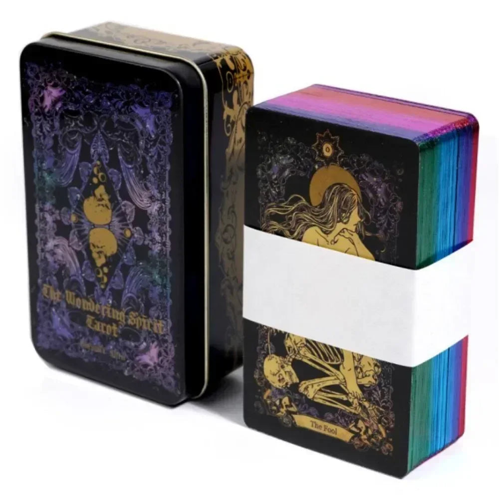 🌑 Neon Moon Tarot Deck – 78 Cards | Compact 10.3 x 6 cm | Includes Guidebook & Tin Box | Fusion of The Light Seers & Adventure Time Tarot | Family & Party Divination Game WHITE