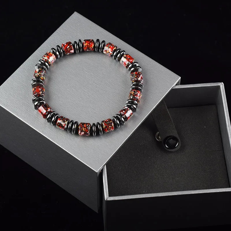 ✨ Bohemian Therapeutic Magnetic Hematite Bracelet – Homme Body Slimming & Weight Loss Health Care Jewelry – Couple Bangle Gift for Women