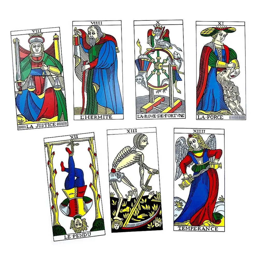 🃏 Marseille Tarot Deck – Full English Version, 78 Cards with Gilded Edges, Magic Tarot Board Game, Universal Mini Rider Tarot