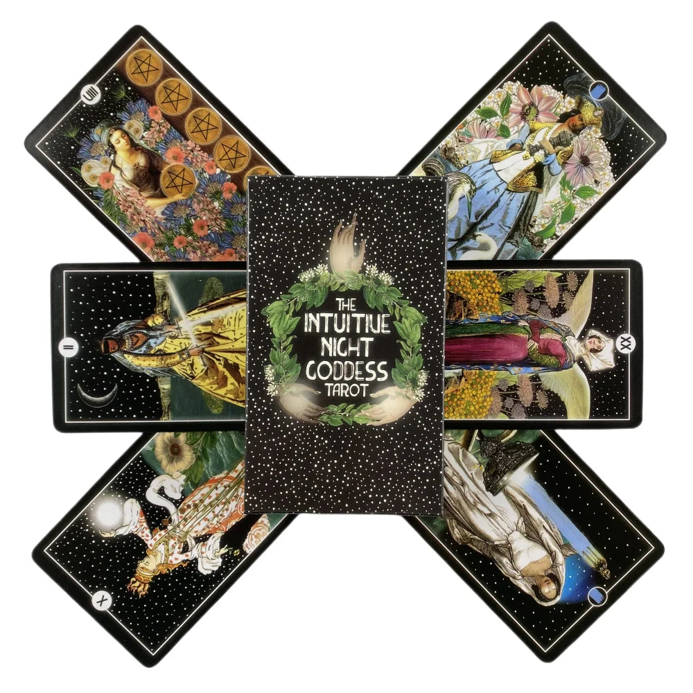 🌙 Intuitive Night Goddess Tarot Deck – 78 Cards | Beginner and Expert Friendly | Deeply Symbolic & Nature-Inspired | Includes 144-Page Guidebook