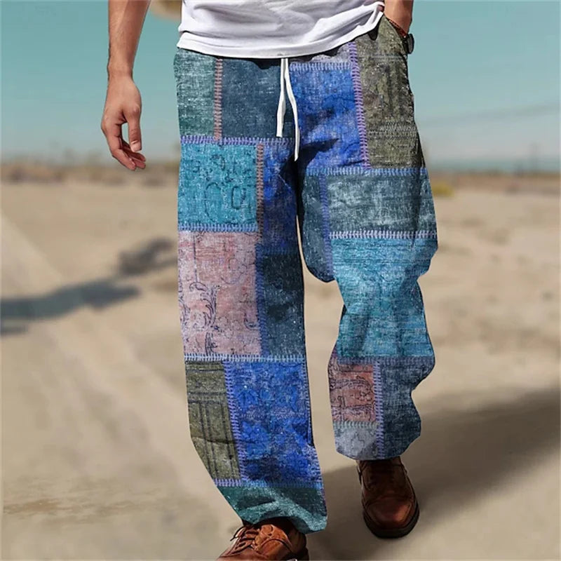 🎨 The Vivid Artisan: Premium Men’s Casual Patchwork Pants – High-Definition 3D Color-Block Graphic Print, Ultra-Breathable Loose-Fit Silhouette, and Sophisticated Urban-Relaxed Outdoor Trousers D81PTH25101012415