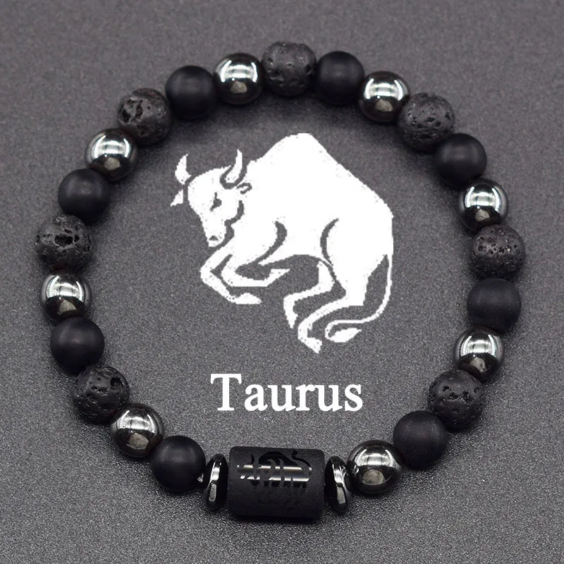 ✨ 12 Zodiac Constellation Sign Bracelet – Real Natural Tiger Eye Stone Bead – Leo & Taurus Charm Couple Jewelry for Men & Women 22 Taurus 8 mm Beads