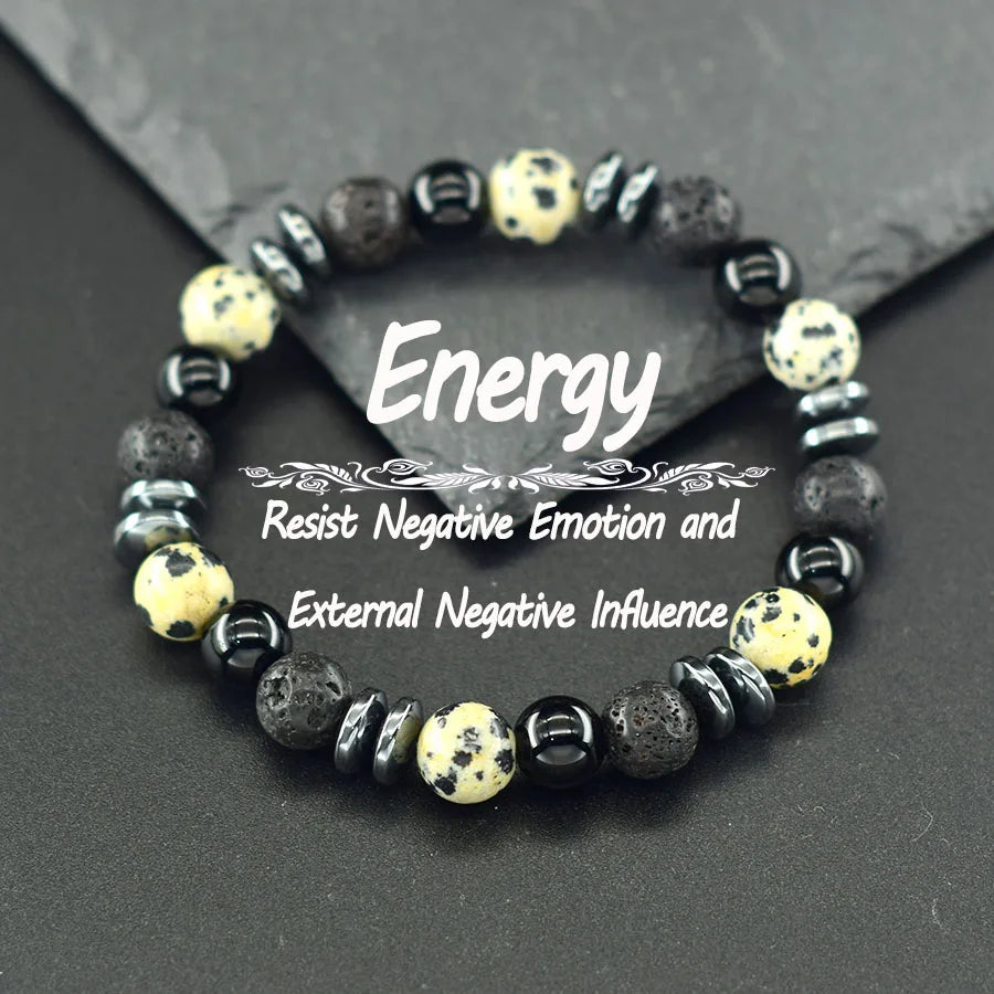 ✨ Natural Sparrow Stone and Black Volcanic Onyx Beads Bracelet – Classic Unisex Jewelry for Capillary Function and Immunity Enhancement 10 Spot 8 mm Beads