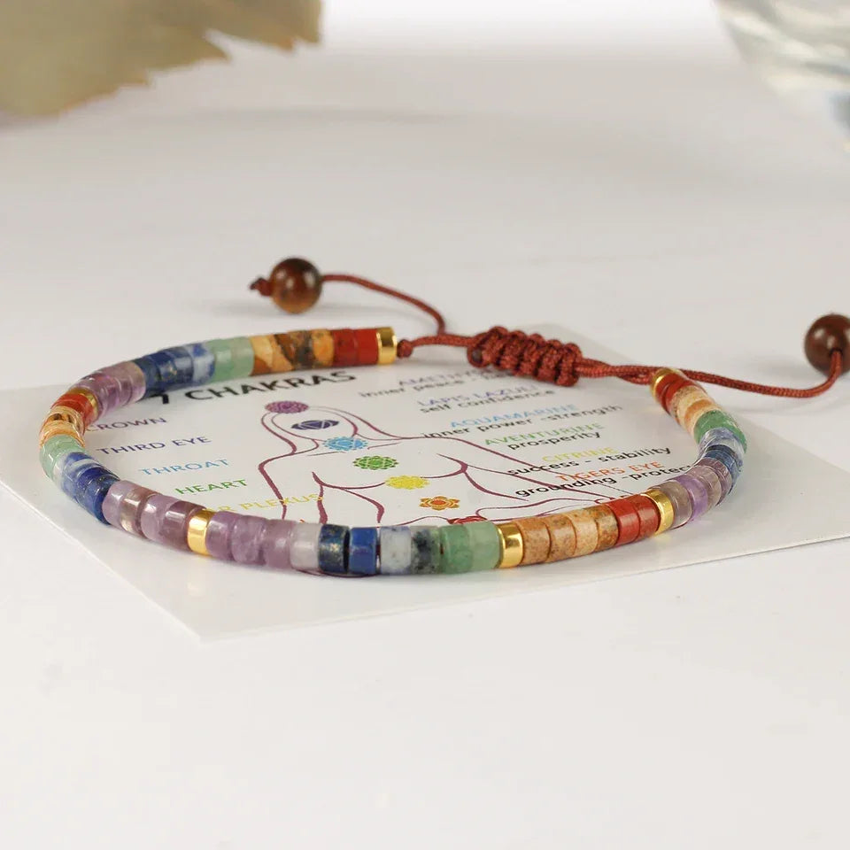 💜 Natural Amethyst 7 Chakra Healing Bracelet: Anxiety Relief Crystal & Yoga Meditation Stone Bangle – Spiritual Purple Gift for Women