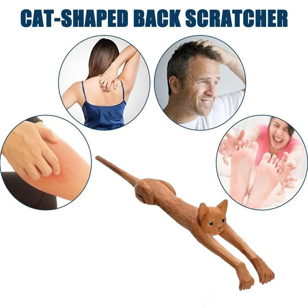 Cute Cat Shape Wooden Back Scratcher – Relaxing Claw Massage Tool for Itch Relief & Skin Protection﻿