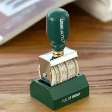 🔤 Wooden Alphabet Letter Stamps Set – Vintage Uppercase & Lowercase Rubber Stamps with DIY Self Ink Pad | Perfect for Diary, Album, Handmade Art & Craft green roller stamp