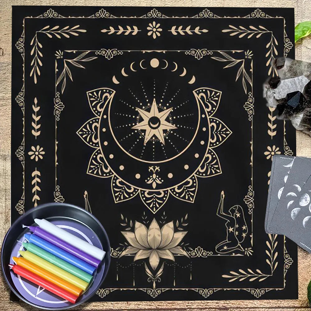 🧿Mystical Sun & Moon Phoenix Tarot Tablecloth – Ice and Fire Phoenix Altar Cloth for Powerful Tarot Readings, Witchcraft & Celestial Home Decor TLB (281)
