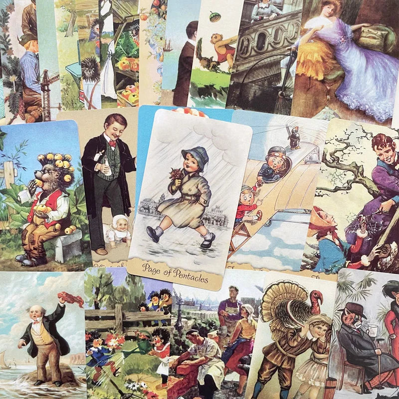 📮 Granny’s Postcards Tarot Deck – 78 Unique Vintage Postcards | Fortune Telling Card Game | English Guidebook Included | Family & Party Deck
