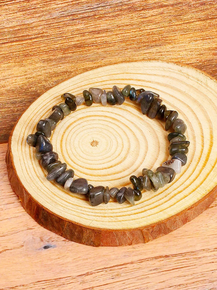 ✨ Natural Gold Color Obsidian Crushed Stone Beads Bracelet – Protection & Deep Grounding Energy Jewelry
